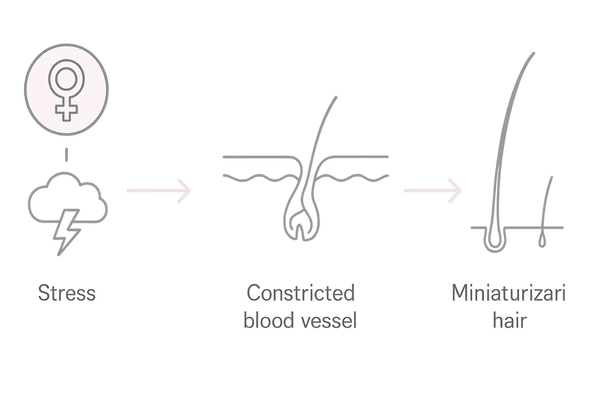 女性の前髪薄毛の原因メカニズム|ホルモン低下・ストレス・血行不良と毛包のミニチュア化