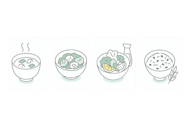 毎日続けやすいわかめレシピイラスト|味噌汁・酢の物・サラダ・主食アレンジ