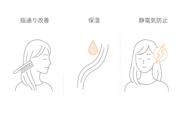 コンディショナーの主な効果｜指通り改善・保湿・静電気防止の3要素（女性向け）