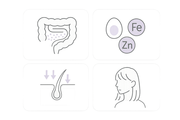 消化吸収不良と女性の抜け毛｜腸の炎症と栄養不足が毛包に及ぼす影響