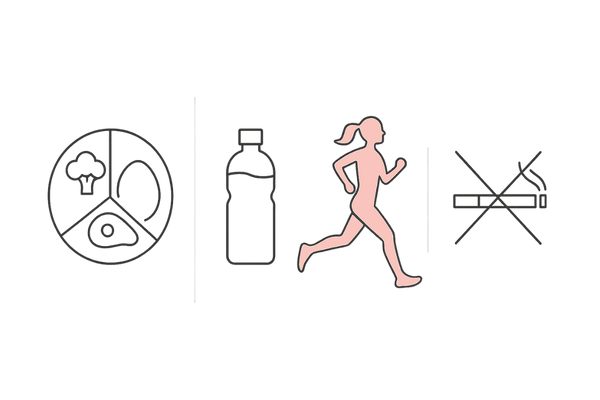 食事・水分・運動・禁煙を示す生活習慣アイコン