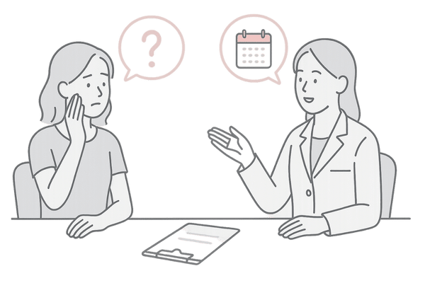 医師が問診で患者に質問しているイラスト