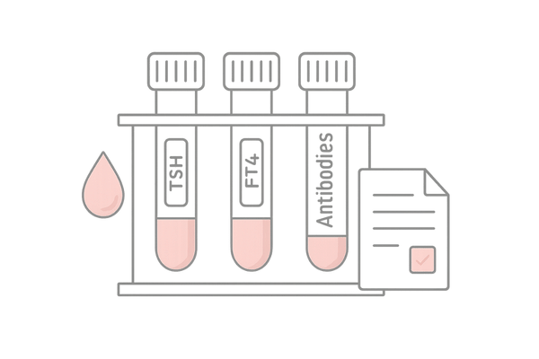 甲状腺ホルモンや自己抗体を調べる血液検査のイラスト