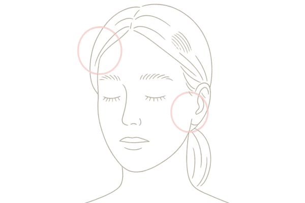 円形脱毛症で眉毛とまつ毛が薄くなった女性のイラスト