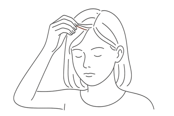 指で優しく髪を引いて抜け毛をチェックする方法のイラスト