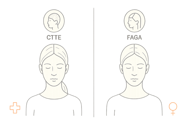慢性休止期脱毛症 vs 女性AGA 比較図