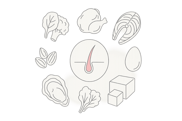 髪に良い多様な食材イラスト