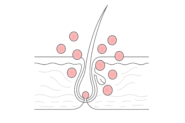 自己免疫反応で毛包が標的になっている様子の線画
