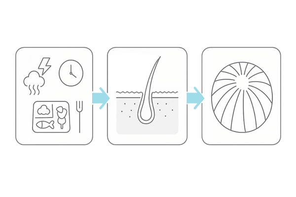生活習慣からつむじ薄毛へ|ストレス・栄養不足・睡眠不足が頭皮環境を悪化させる3ステップ