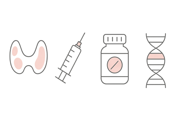 甲状腺疾患や薬の副作用など脱毛原因を示すアイコン