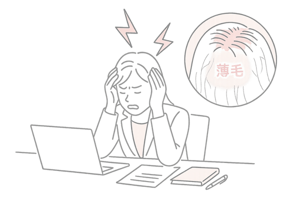 ストレスが頭皮の血行を悪化させる様子