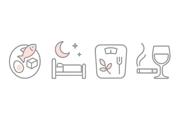 女性の抜け毛対策｜栄養・睡眠・ダイエット・喫煙飲酒の生活習慣アイコン