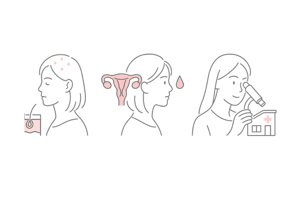 抜け毛で受診すべき診療科の選び方｜皮膚科・婦人科・女性薄毛専門クリニックのアイコン