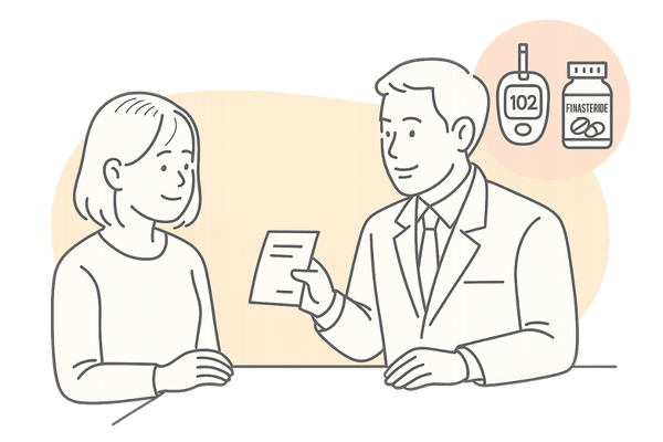 医師処方で安全 女性薄毛治療クリニック診察イラスト