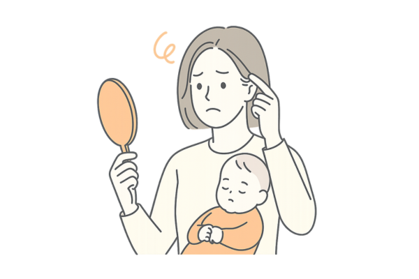 産後脱毛で生え際が薄くなったママ