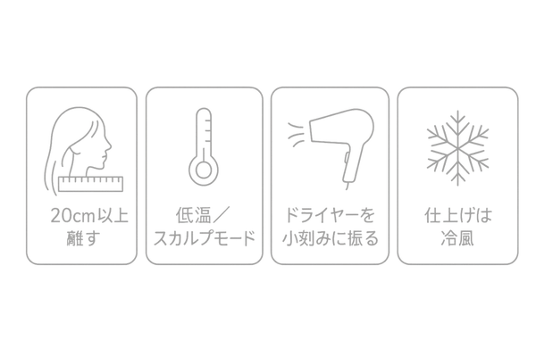 ドライヤーの正しい使い方:距離・温度・動かし方の基本(女性の抜け毛対策)