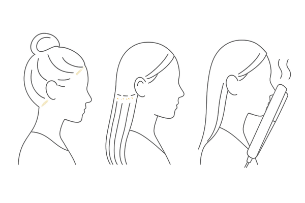 牽引性脱毛症のリスクが高いヘアスタイル例（生え際負担の可視化）
