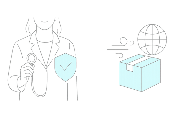 クリニック処方と個人輸入の安全性比較イメージ｜医師の監督と偽造薬リスクの可視化