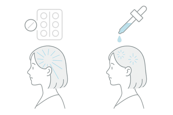 内服薬と外用薬の違いを一目で理解できる横並び比較（女性の薄毛治療）