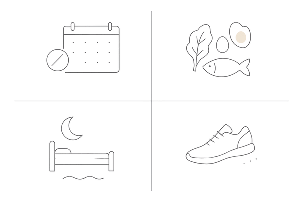 治療効果を最大化する生活習慣の4ポイント（服薬遵守・栄養・睡眠/ストレス・運動）｜実践イメージ