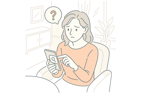 女性薄毛 相談できない孤独 夜のスマホ検索 イラスト
