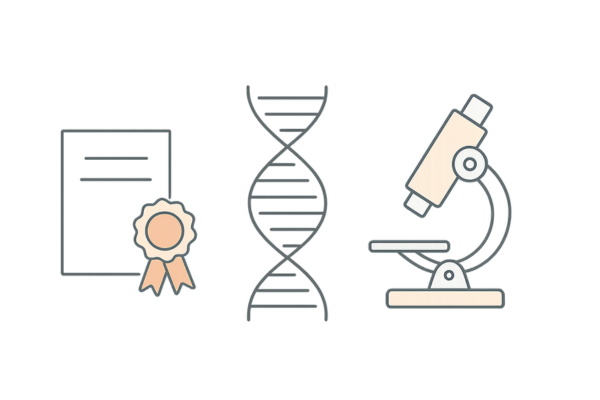 科学的根拠 DNA検査と品質証明書 イラスト