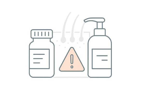 育毛治療薬副作用注意イラスト