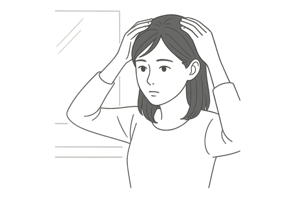 鏡での頭皮観察イラスト