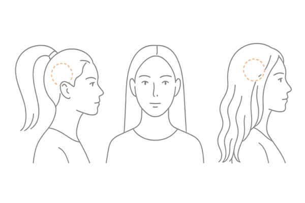 リスクの高いヘアスタイルと圧迫ポイント比較イラスト