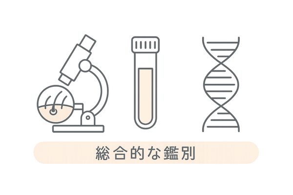 マイクロスコープ検査と血液・遺伝子検査の比較イラスト