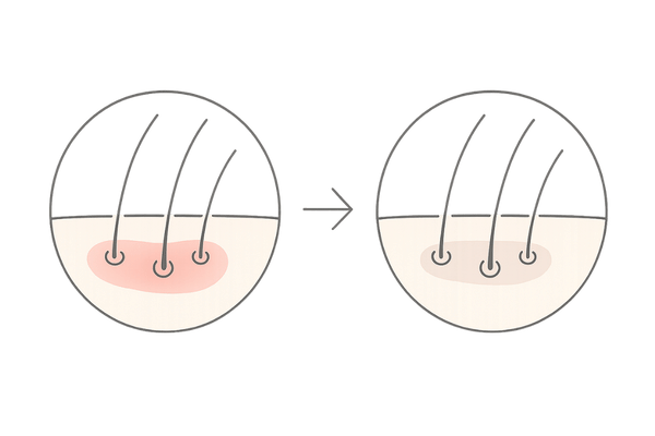 頭皮の赤みと色素沈着の段階変化イラスト