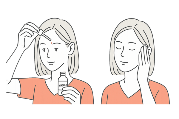 ミノキシジル外用薬 正しい塗布方法イラスト