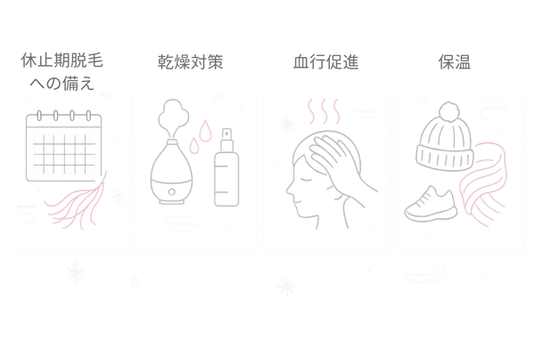 秋冬の抜け毛対策|休止期脱毛・乾燥・血行不良へのケア4カード