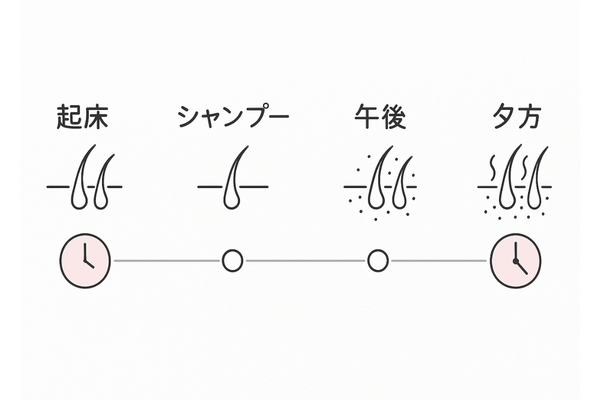 時間帯ごとに変化する頭皮状態のタイムライン図