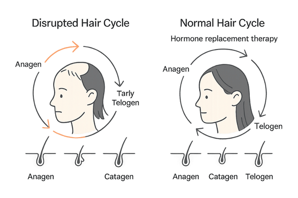甲状腺ホルモン補充で乱れたヘアサイクルを整えるイラスト