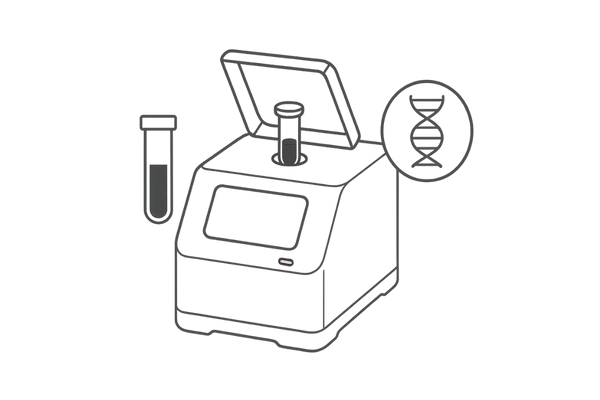PCR 検査機器とDNAアイコン