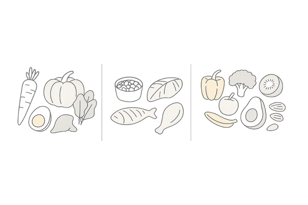 ビタミンA・B群・C/Eを含む食品イラスト一覧|女性の薄毛対策に役立つ食材