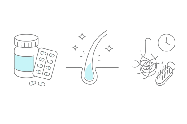 薬剤性脱毛のタイプ比較イラスト（成長期脱毛と休止期脱毛の違い）