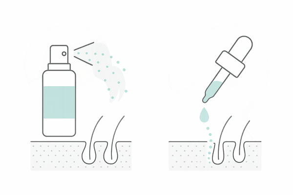 育毛剤と発毛剤の違い｜女性の薄毛ケアの目的と役割を比較（イラスト）
