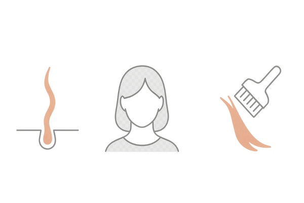 40代女性の髪の変化とケアの視覚イメージ|うねり・ボリューム低下・白髪染めダメージ