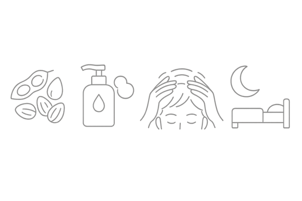 生理前におすすめの髪と頭皮のセルフケア4ステップ(栄養・やさしい洗髪・頭皮マッサージ・睡眠)