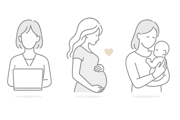 30代女性のライフイベント別の髪変化｜キャリア期・妊娠出産・育児のイメージ