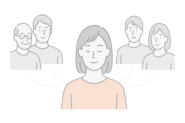 女性の薄毛と遺伝|父母・祖父母からの多因子遺伝イラスト(家族歴の影響を視覚化)