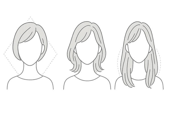 女性の薄毛カバー|長さ別おすすめ髪型(ショート・ボブ・ミディアム・ロング)の比較図