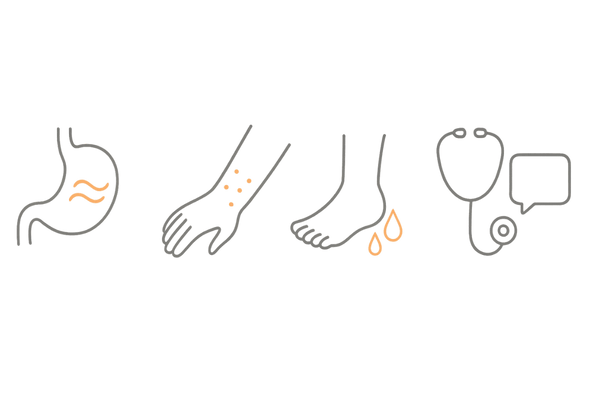 女性の抜け毛治療における漢方薬の副作用と注意点アイコン（胃腸・皮膚・むくみ・医師相談）