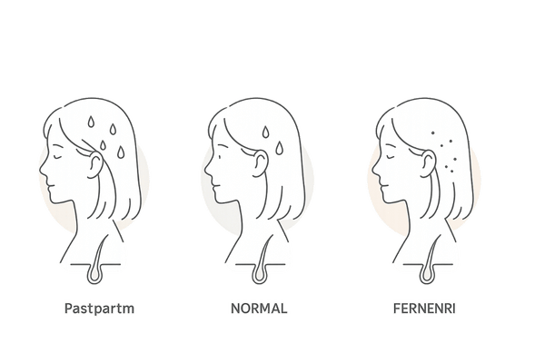 ライフステージ別の頭皮変化と皮脂バランス|産後・通常期・更年期のイメージ