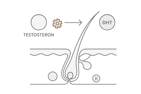 5αリダクターゼがテストステロンをDHTへ変換する仕組み図(女性薄毛)