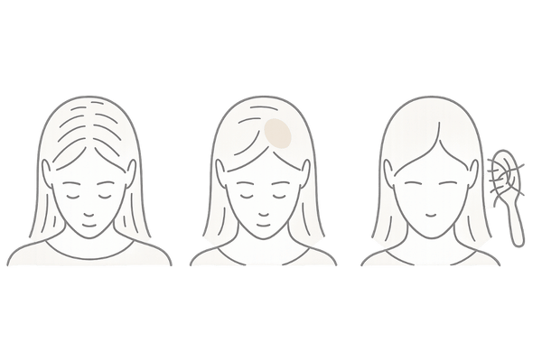 ストレスが関与する女性の脱毛症タイプ（びまん性・円形・休止期の違い）