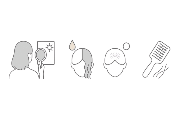 女子中高生のつむじハゲセルフチェック4項目(鏡・濡れ髪比較・頭皮色・抜け毛)