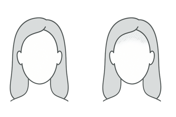 女性のおでこの産毛|「ない」と「多い」を最小表現で比較(図解)
